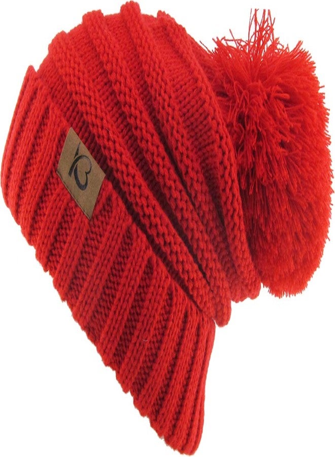 KBETHOS Women's Winter Warm Thick Oversize Cable Knitted Beanie Hat with Pom Pom Ribbed Stretch - Image 2